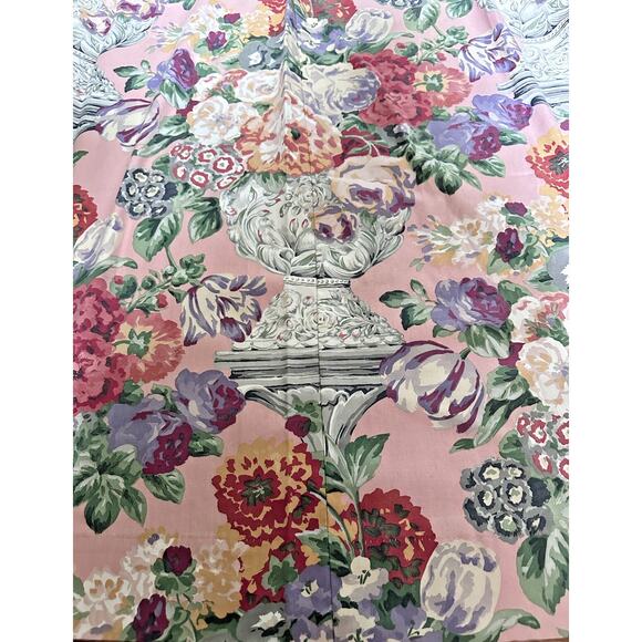 Vintage Romantic Custom curtain drape floral Pink Cottage Cotton 76x104”urn vase